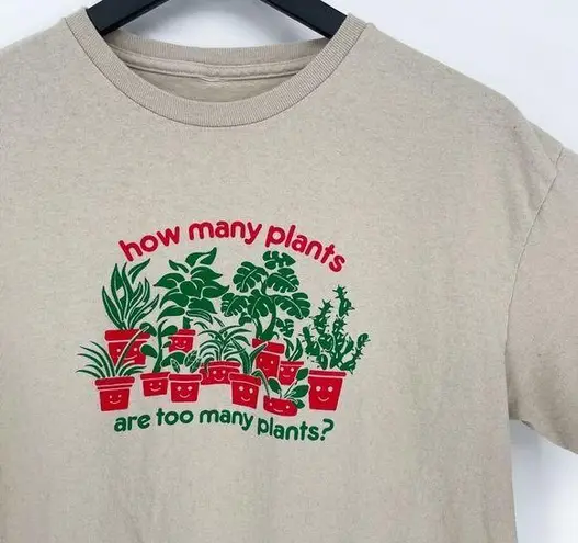 How Many Plants Cute Funny Graphic Tee Tan Size M