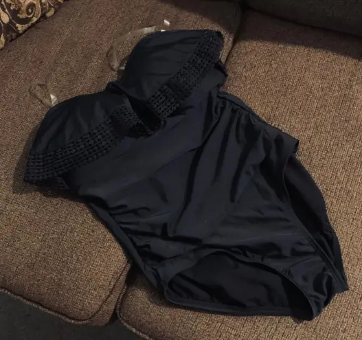 Kona Sol Crochet Ruffle Bandeau One Piece