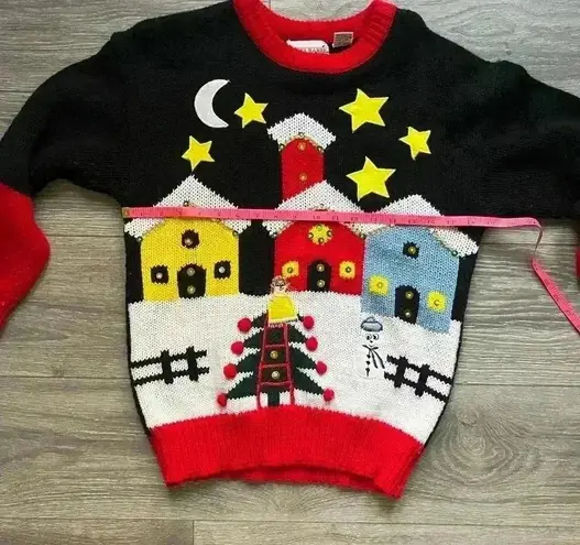 Vintage Adell Barre Holiday Christmas Tree Sweater Snowman Red Black Size M Size M