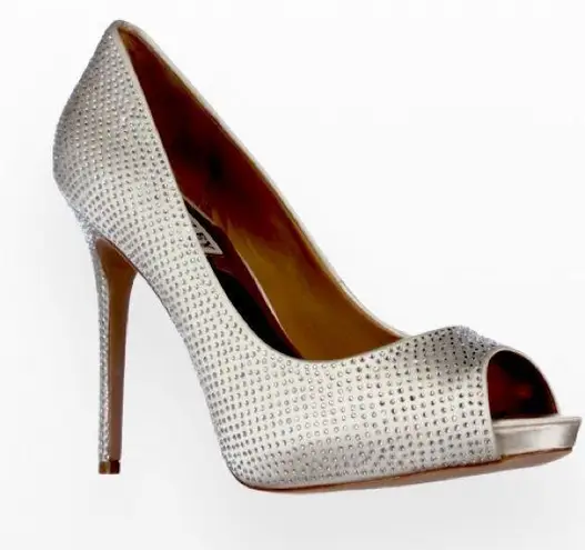 Badgley Mischka Polite Peep
Toe Studded Platform Dress Pumps -
vory 8