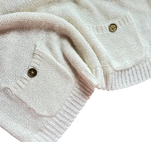 Island republic white crochet sweater neutral casual minimalist boho cottage Size XL