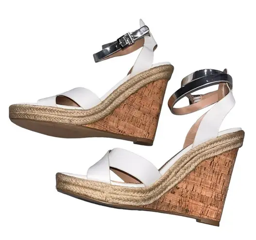 Charles David NEW Charles by White Wedge Espadrille Brit Sandals