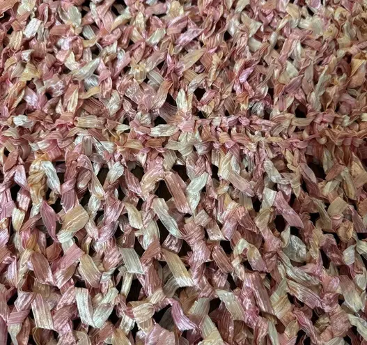 Hand knit with large needles, draped tunic / dress / beach coverup, NWOT White Size M