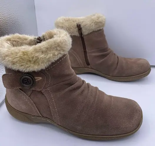 Baretraps faux fur leather tan winter ankle boots women Size 8 1/2