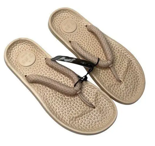 Allbirds Womens Sugar Zeffer Lux Beige Slip-On Sandals Braided Thong Toe Straps