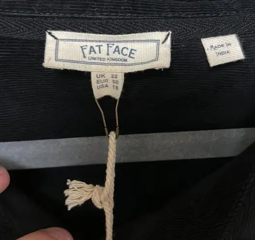 FatFace NWT UK Amelie Corded Black 3/4 Sleeved Knee Length Dress