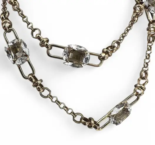 Dana Buchman Necklace Gold Tone Rhinestone Station Layering Piece Toggle Clasp