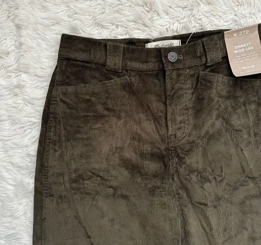 Madewell Pants Petite Emmett 2.0 Wide-Leg in Corduroy Green 27P NWT New