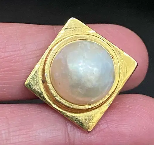 Vintage Signed LES BERNARD Designer Pearl Gold