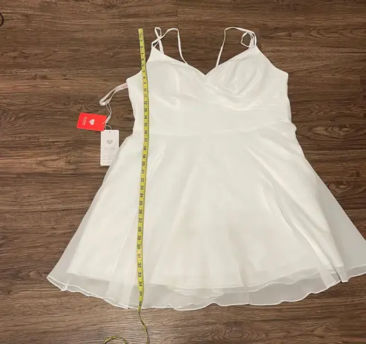 JJ's House NWT JJ’s House A-line V-Neck Mini Chiffon Homecoming Dress Ivory Ruffle sz 18W