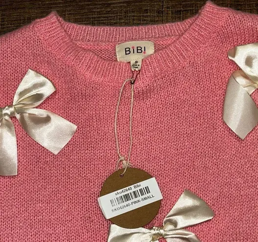 Bibi Pink Bow Sweater Women’s Small