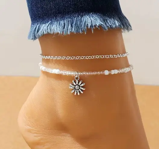NEW Adorable Beachy Boho Beaded Anklet And Loop Chain Anklet Multiple