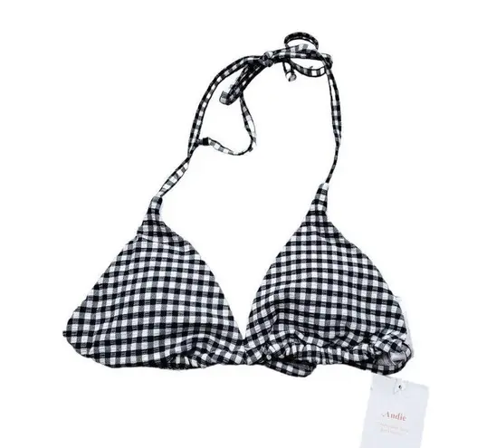 ANDIE  Swim The String Bikini Top Size Medium Black White Gingham Check