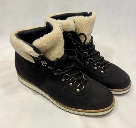 White Mountain NEW Cliffs by Cozy Shearling Lined Black Lace-up Boots Size 10