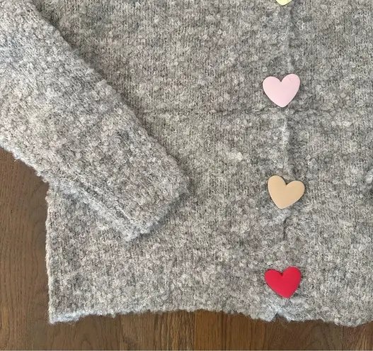 NWT Compañía Fantástica Ban.do Heart Button Boucle Cardigan in Grey Size Small Gray