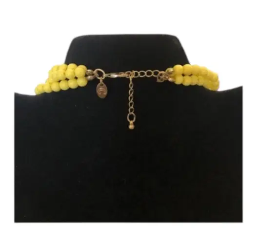 Vintage 80’s “C” Marked Triple Strand Yellow Graduated Bead Sizes Retro Necklace