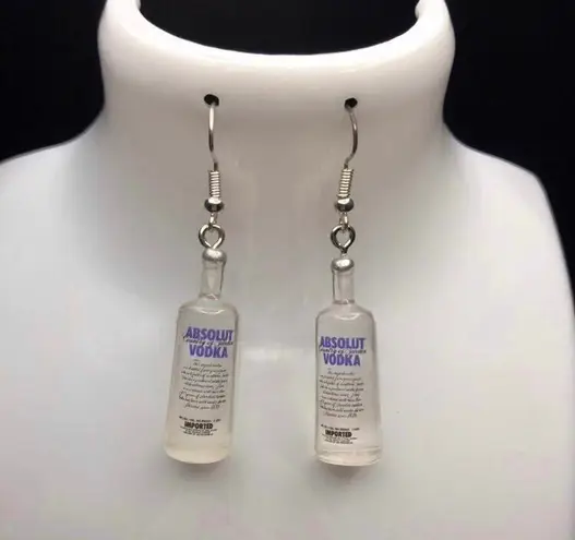 Handmade Absolute Vodka Bottle Earrings