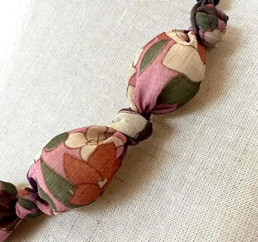 Fabric beaded necklace on cord