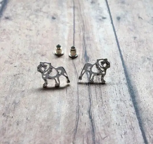 Silver Bully Bulldog Stud Earrings UGA Georgia Samford