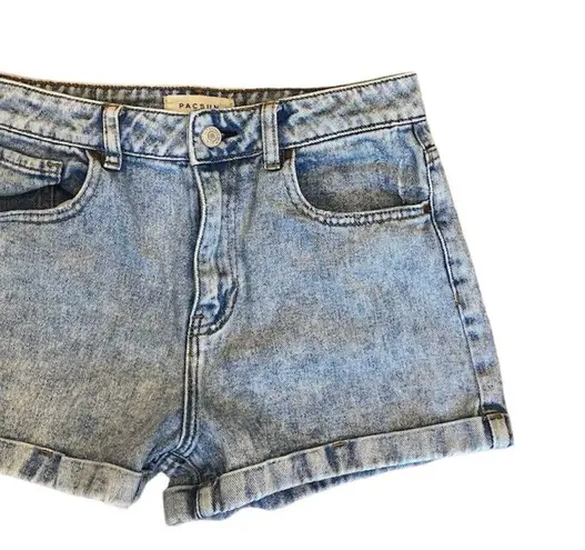 PacSun Mom Short Jean Denim High Rise Waist Acid Wash 27