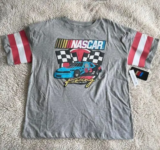 NASCAR Racing Graphic Tee with Striped Sleeves NWT