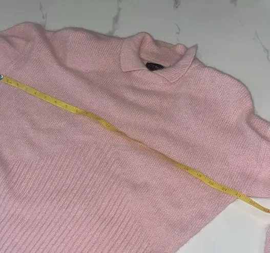 Vintage Fia Italia 1980s Angora Pink Collared Sweater with Lambswool Large