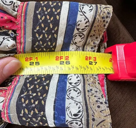 Evan Picone Vintage Striped Paisley Multi Color High Neck Satin Blouse Sz. L