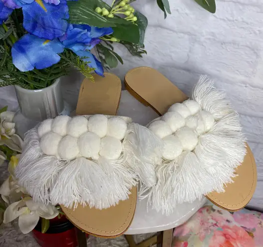 Boutique Boho Fringe Slides