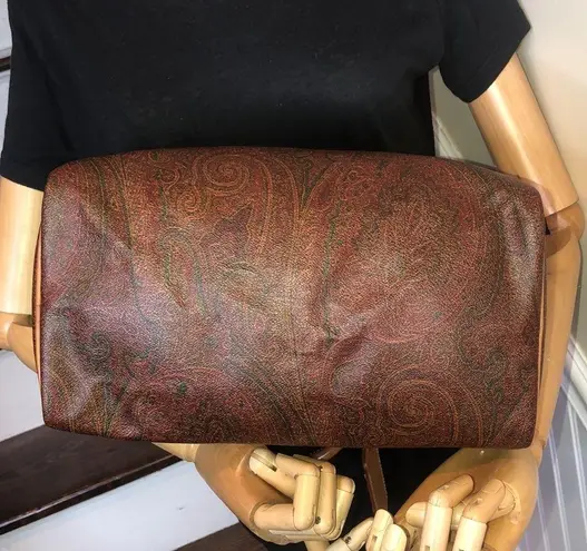 ETRO MILANO Red Paisley Speedy 20 Small Boston Travel Tote Bag Lock and 2 Keys Size 27