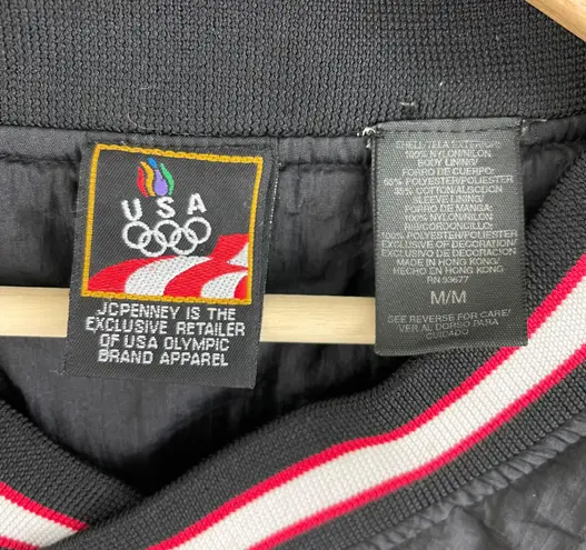 Vintage USA Olympic Black White Graphic Windbreaker Track Pullover Jacket Size M