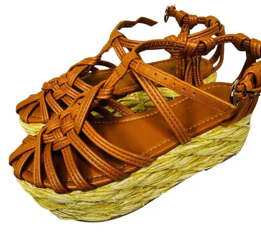 Ulla Johnson Viola Knotted leather raffia Platform Sierra sandals size 36