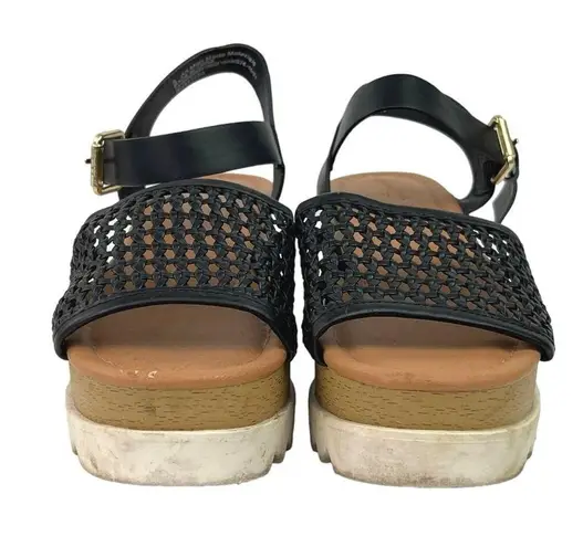 Universal Threads Universal Thread Alba Black Woven Memory Foam Wedge Heel Platform Sandals Size 6