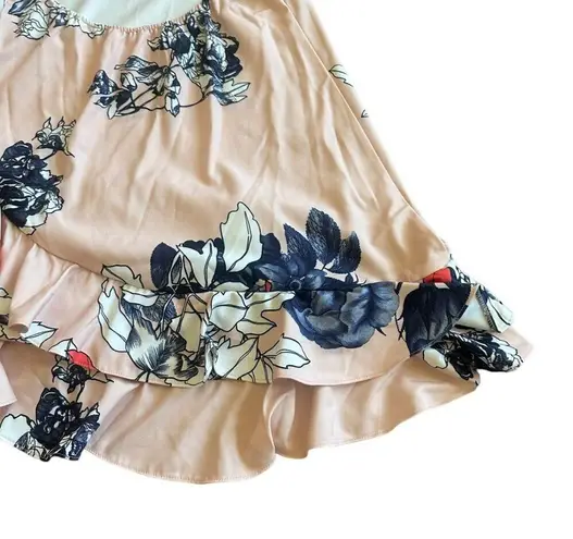 Morrisday The Label Floral Halter Dress Ruffle Low Back Size Medium Women's Pink