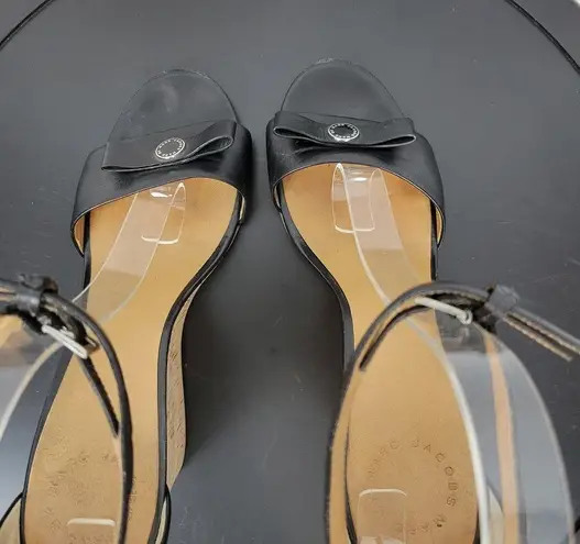 Marc by Marc Jacobs Logo Disc Womens Sandals Size 9 Black Cork Leather Wedge