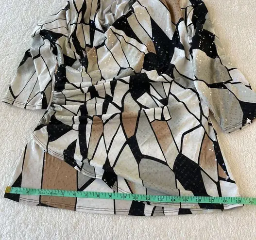 Vintage MSK Sequin Blouse Womens M Black Beige Asymmetrical Artsy Unique 90s Y2k Size M