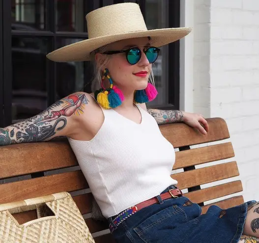 NEW! BOHO Silver & Rainbow Fringe Tassel Earrings Red