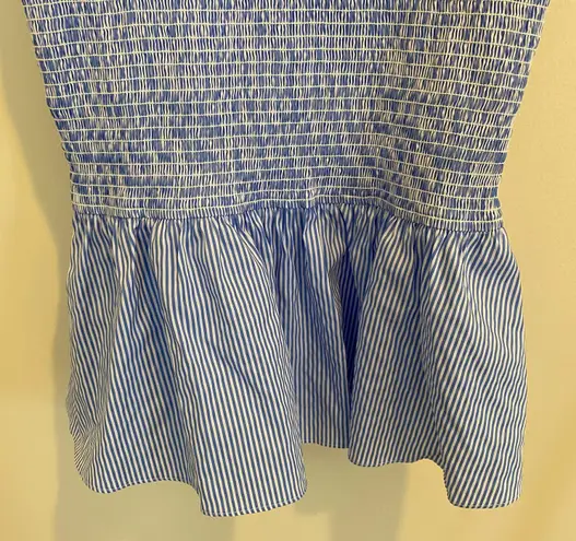 Nordstrom Chealsea28 Ruffled Smocked Blue & White Stripe Top 