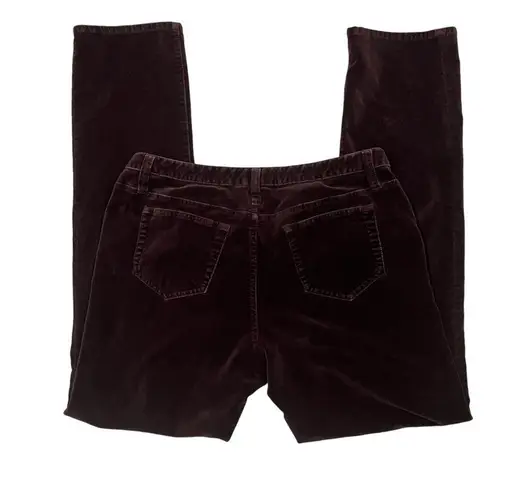 Sundance Burgundy Red Wine Velvet Mid Rise Slim Straight Leg Jeans, Sz 10