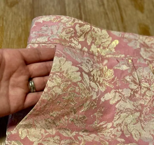 Twenty One Pink & Gold Metallic Embroidered Skirt