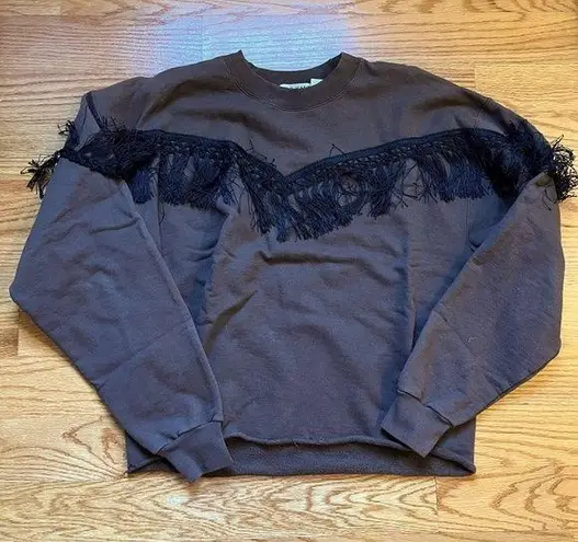 R.G. Kane brown sweatshirt with black fringe size small