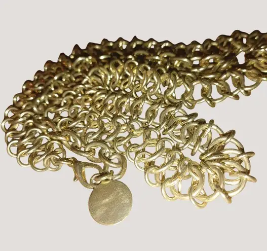 Unique Metal Chain Link Belt Vintage Gold Tone Round Adjustable Dress Purse