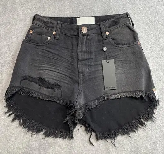 One Teaspoon  Shorts Womens 24 Black Panther High Waist Bonita Distressed NWT