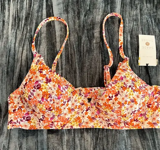 Shade & Shore Floral Print swim top 36B Pink Size undefined