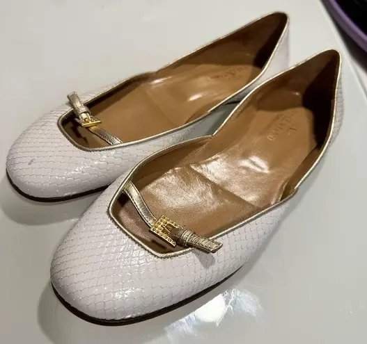 Valentino Garavani  Python snake-print white Gold Ballet Flats Ballerina shoes 39