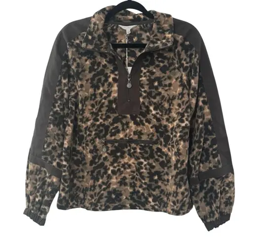 Johnny Was NWT! Calme Half Zip Fleece Leopard Pullover (Runs Large) - Size XS