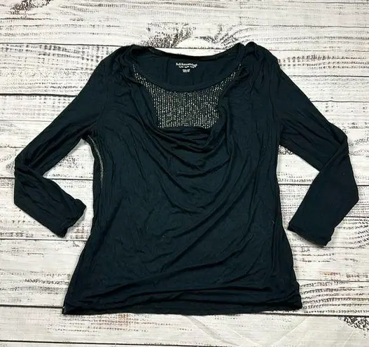 Soft Surroundings drapey cowl neck shirt faux layer rhinestone size large petite