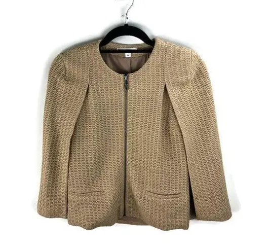 Drew Tan Tweed Woven Cape Jacket Size XS