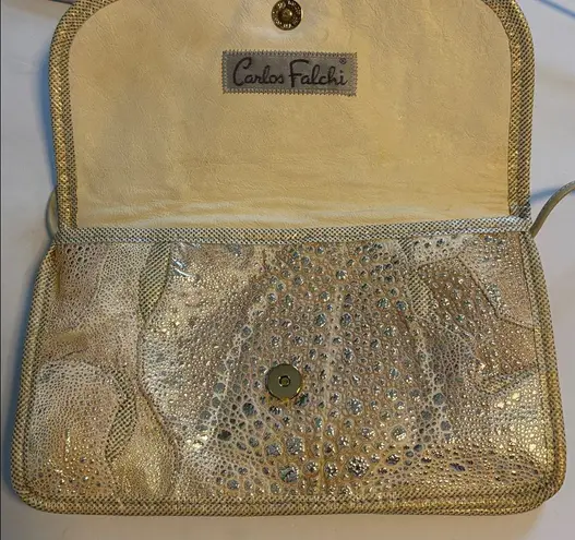CARLOS FALCHI CREAM AND GOLD ANIMAL SKIN CROSSBODY ONE OF A KIND AND VINTAGE