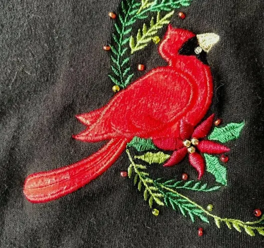 Cardinal Long Sleeve Pullover top XL Redbird Embroidered Designers Orig…