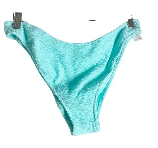 Freya Ibiza Waves Crinkle Ice Blue High Leg Cheeky Bikini Swimsuit Bottoms Large